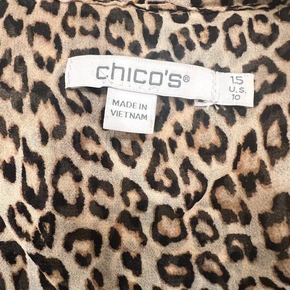 Chico’s Leopard Print Bow Tie Blouse Large - Picture 11 of 13